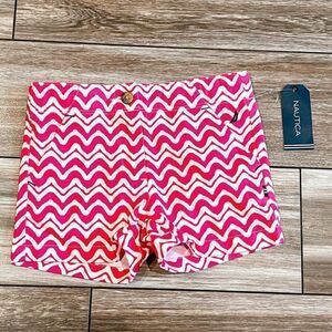 NWT! Nautica Pink and White Wave Chevon Shorts Size 4